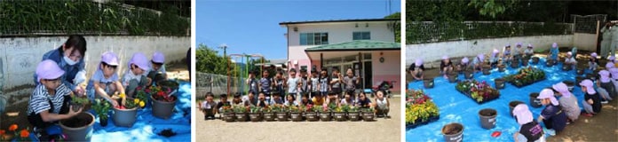 園児に花の苗をプレゼント！