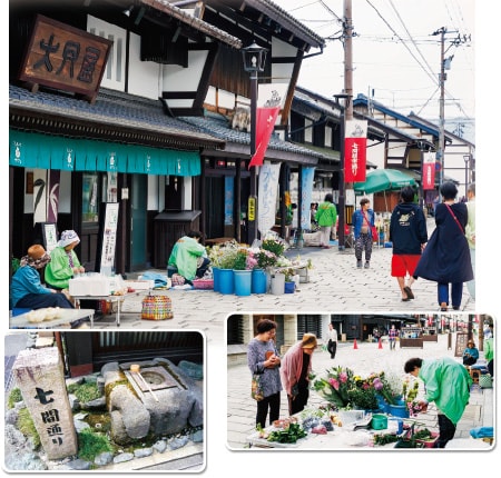 七間清水 七間朝市 売り手(作り手)と買い手が話をする対面販売