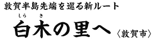 敦賀半島先端を巡る新ルート 白木(しらき)の里へ〈敦賀市〉 敦賀半島先端を巡る新ルート 白木(しらき)の里へ〈敦賀市〉