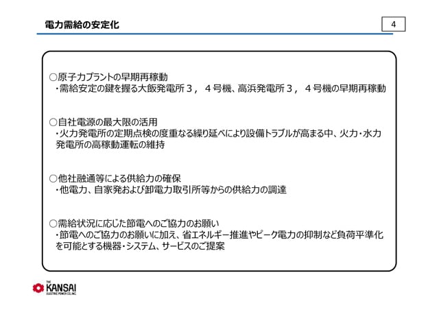 電力需給の安定化
